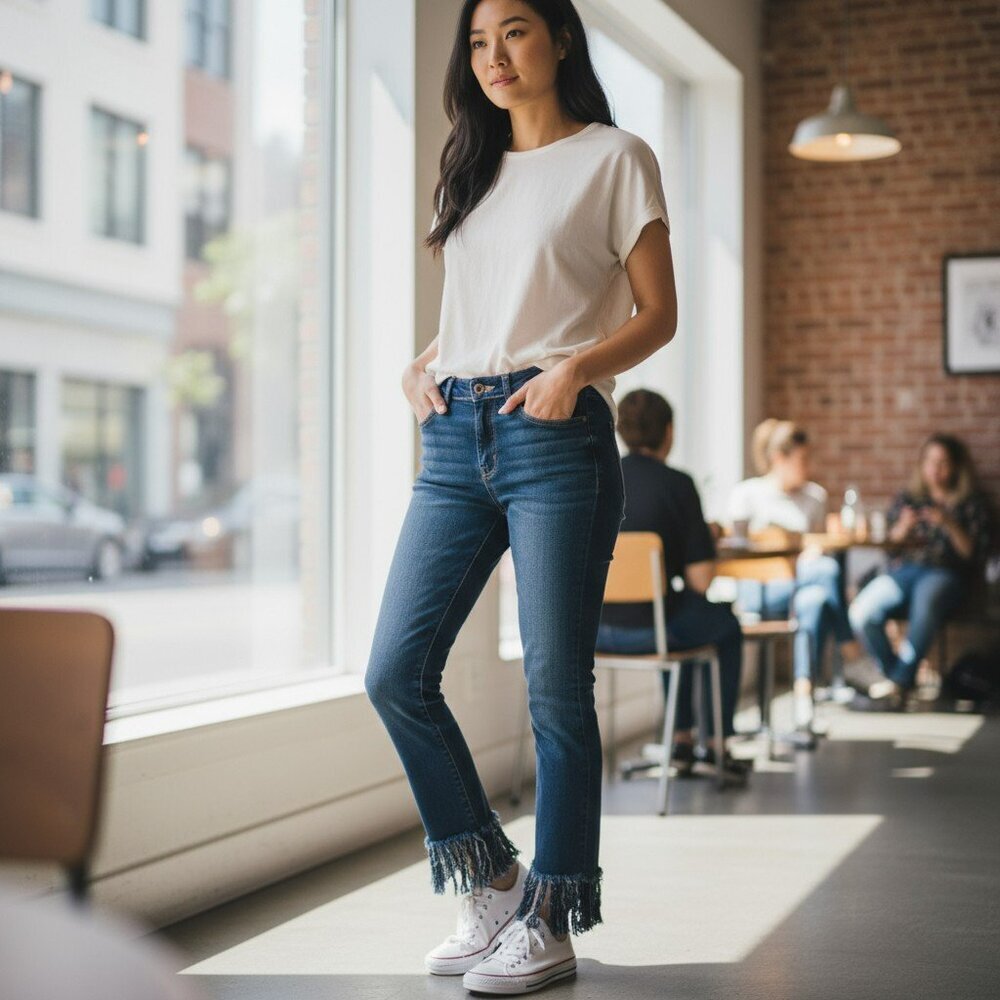 BlankNYC Size 26 Blue Skinny Frayed Hem Jeans